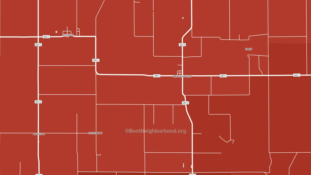 Braggadocio, MO block-group political-lean map