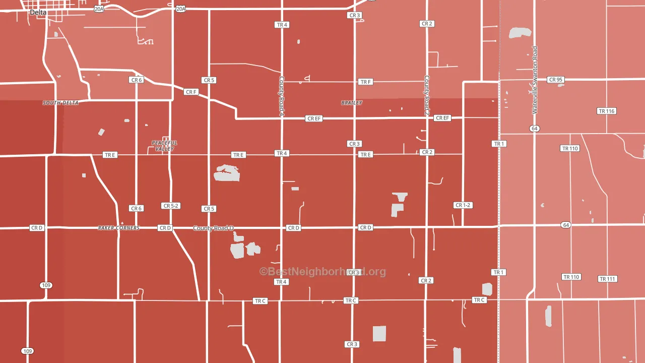 Brailey, OH block-group political-lean map