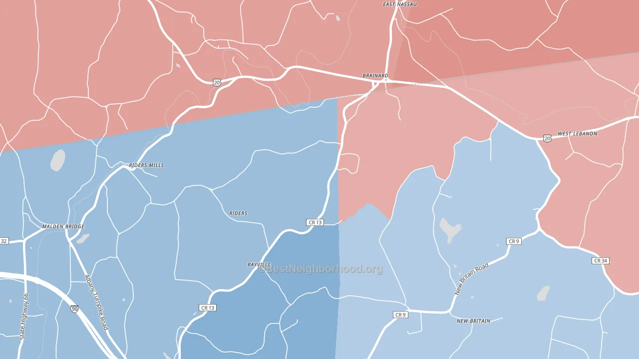 Brainard, NY block-group political-lean map