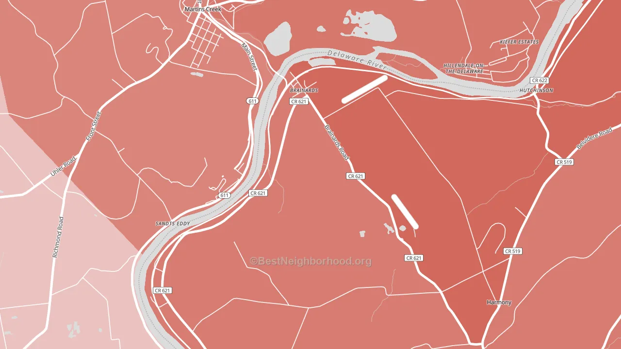 Brainards, NJ block-group political-lean map