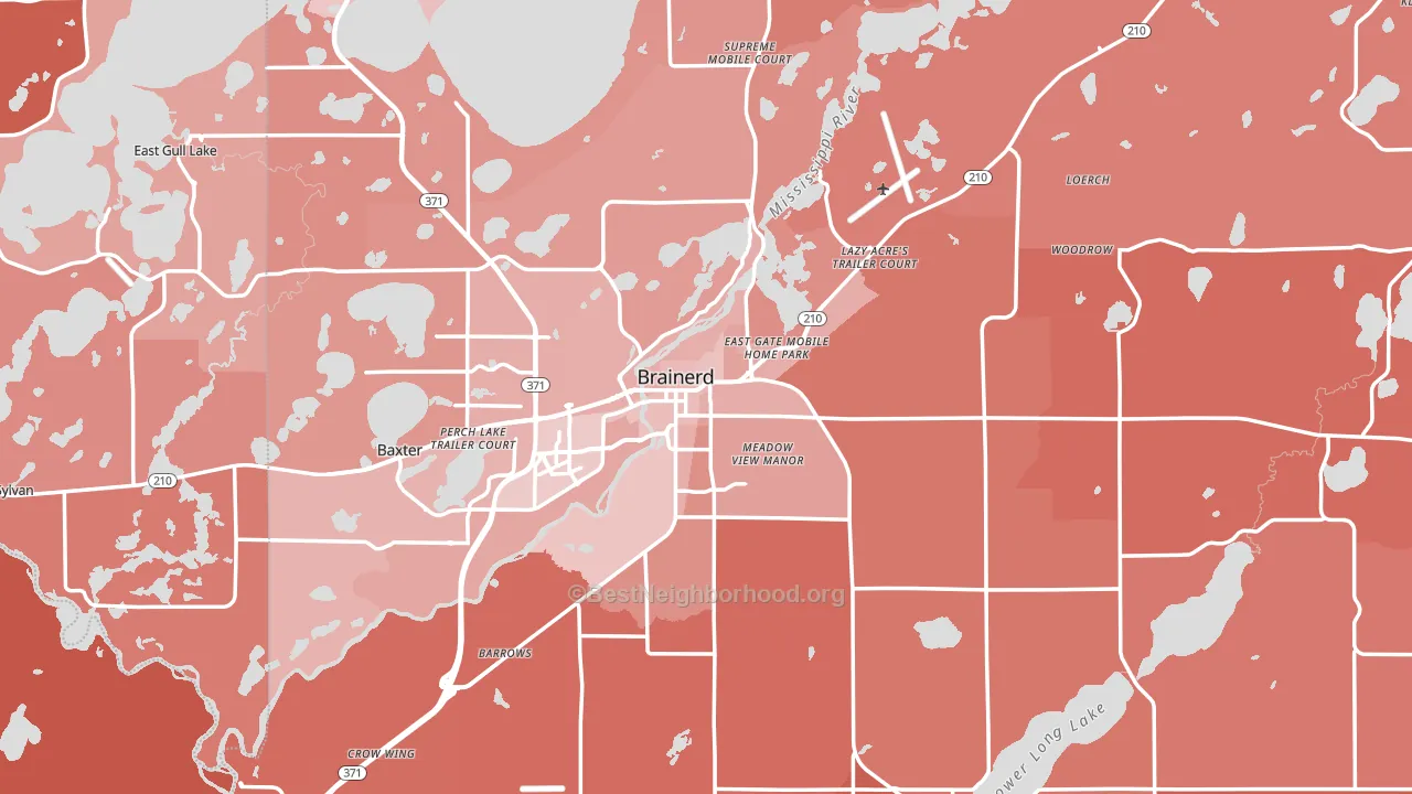 Brainerd, MN block-group political-lean map