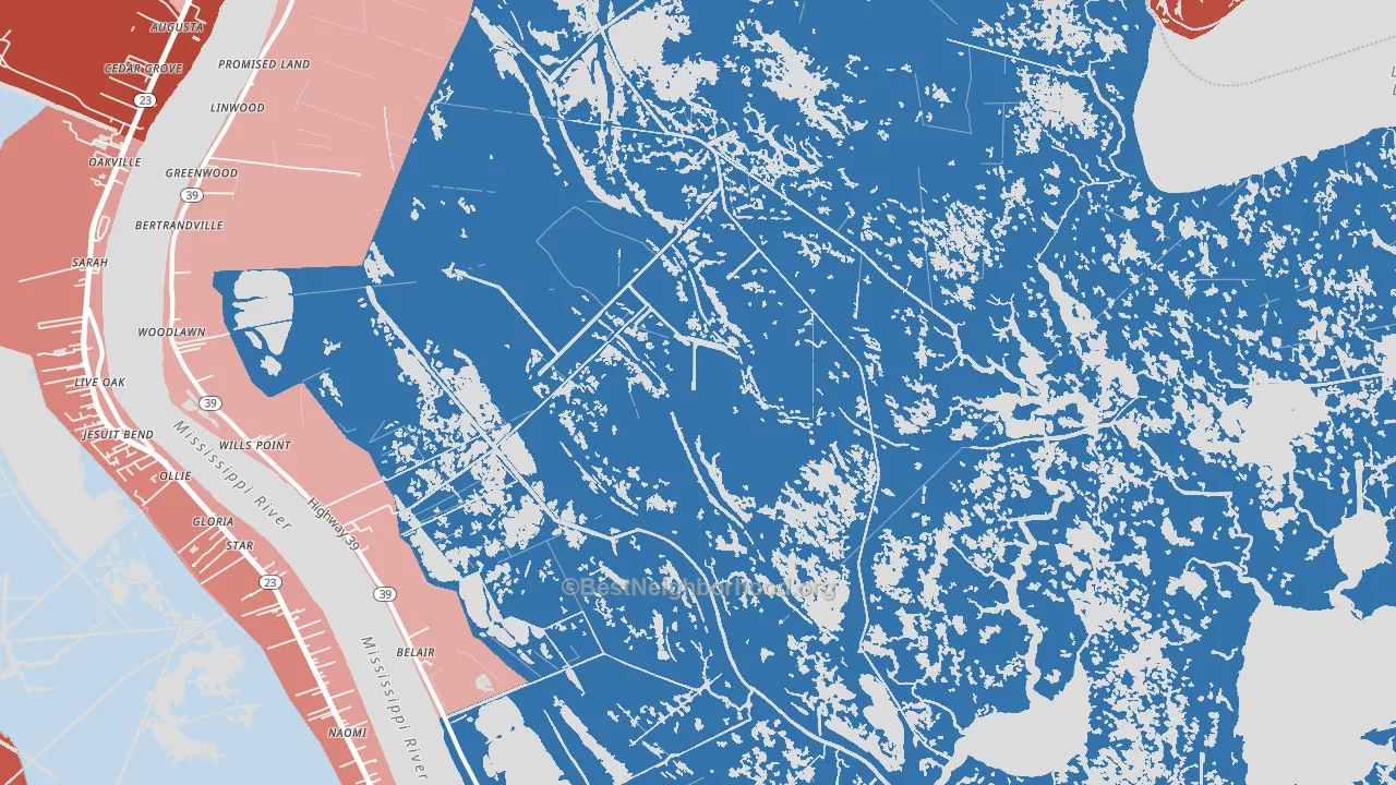 Braithwaite, LA block-group political-lean map