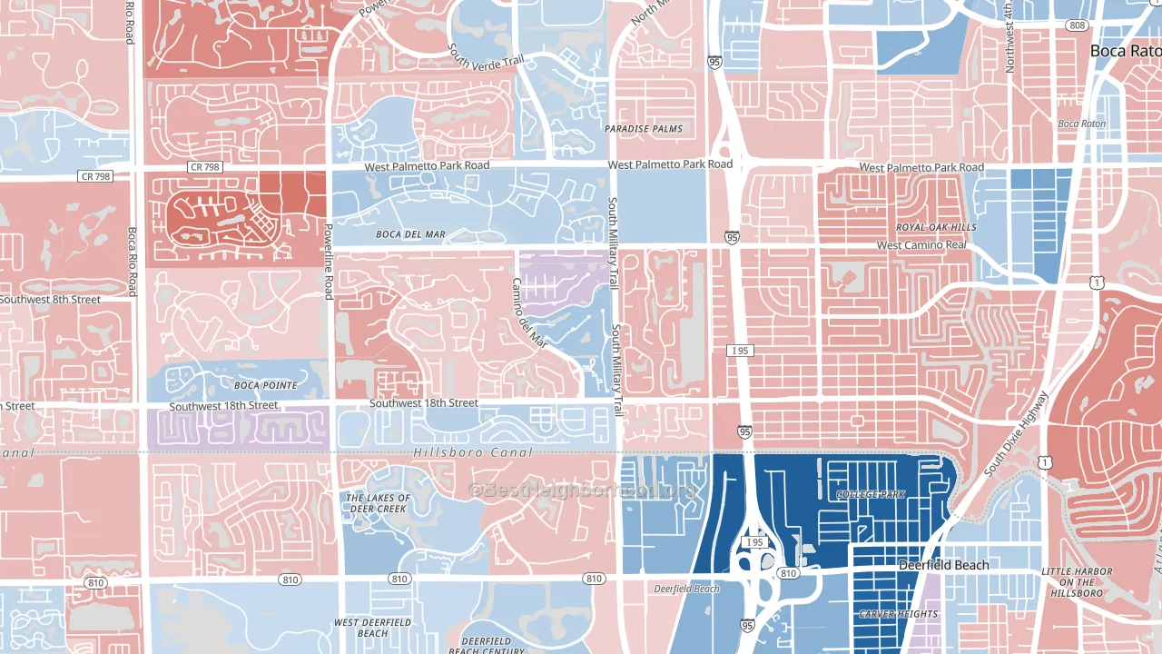 Bramalea, Boca Raton, FL block-group political-lean map