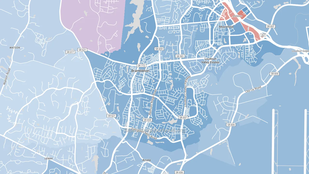Brambleton, VA block-group political-lean map