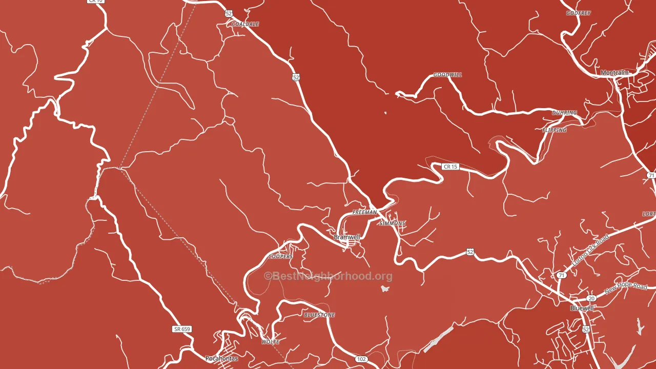 Bramwell, WV block-group political-lean map