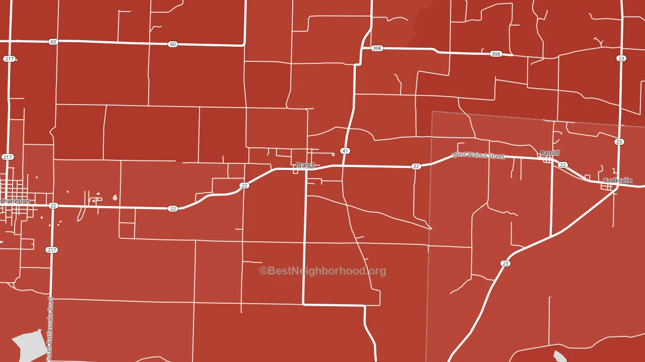 Branch, AR block-group political-lean map
