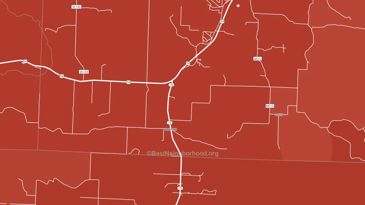 Branch, MO block-group political-lean map