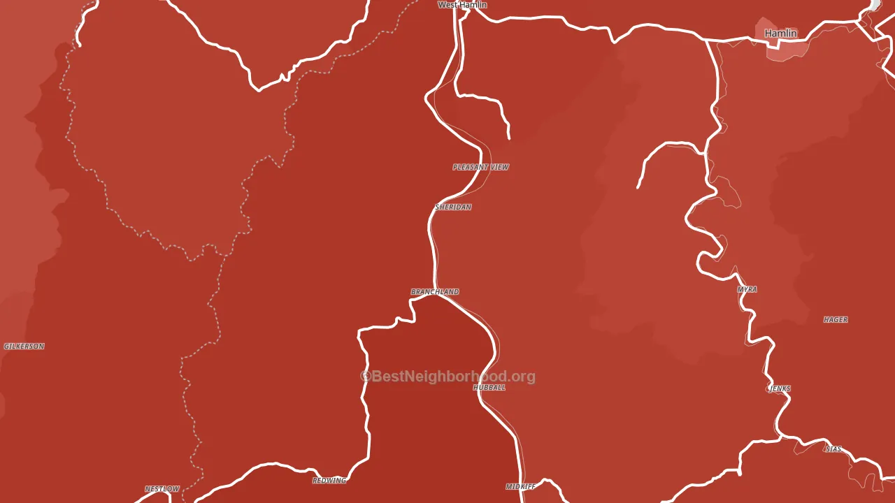 Branchland, WV block-group political-lean map