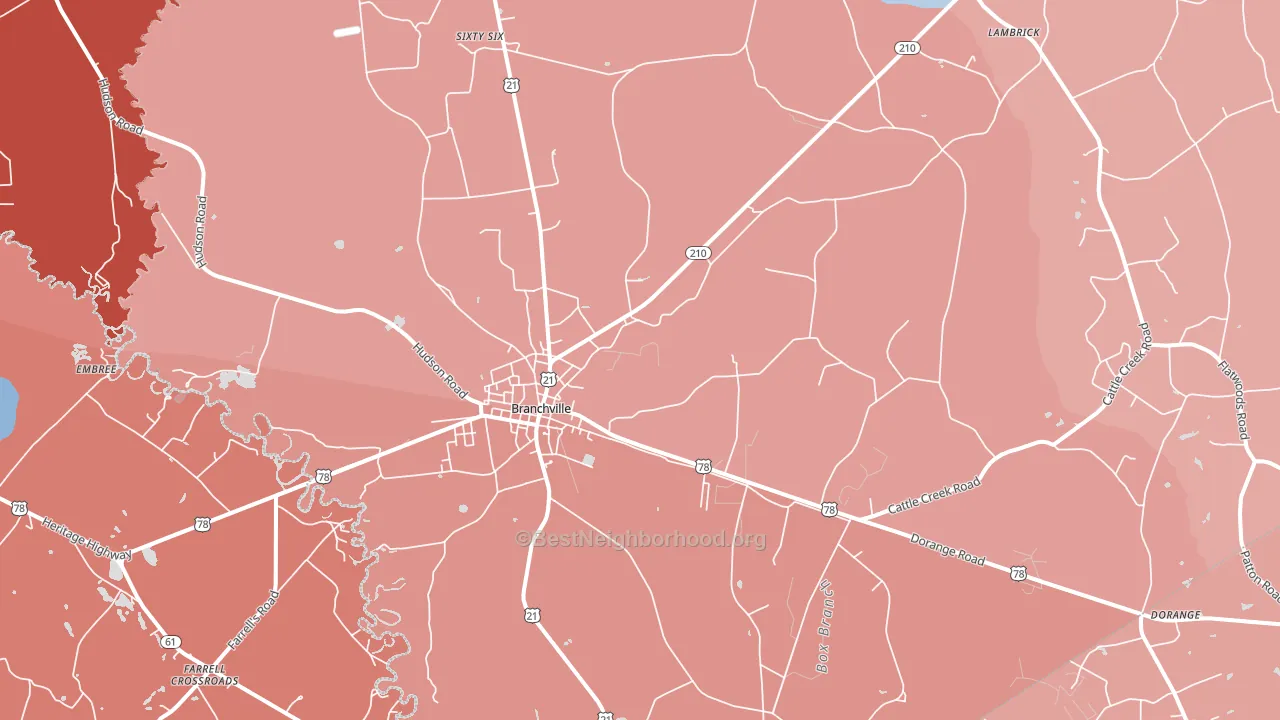 Branchville, SC block-group political-lean map
