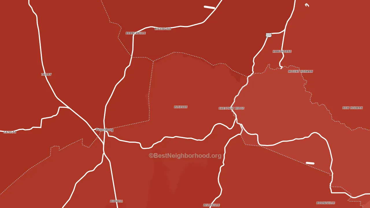 Branchville, TN block-group political-lean map