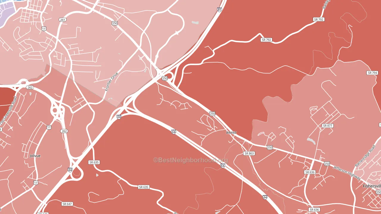 Brand, VA block-group political-lean map