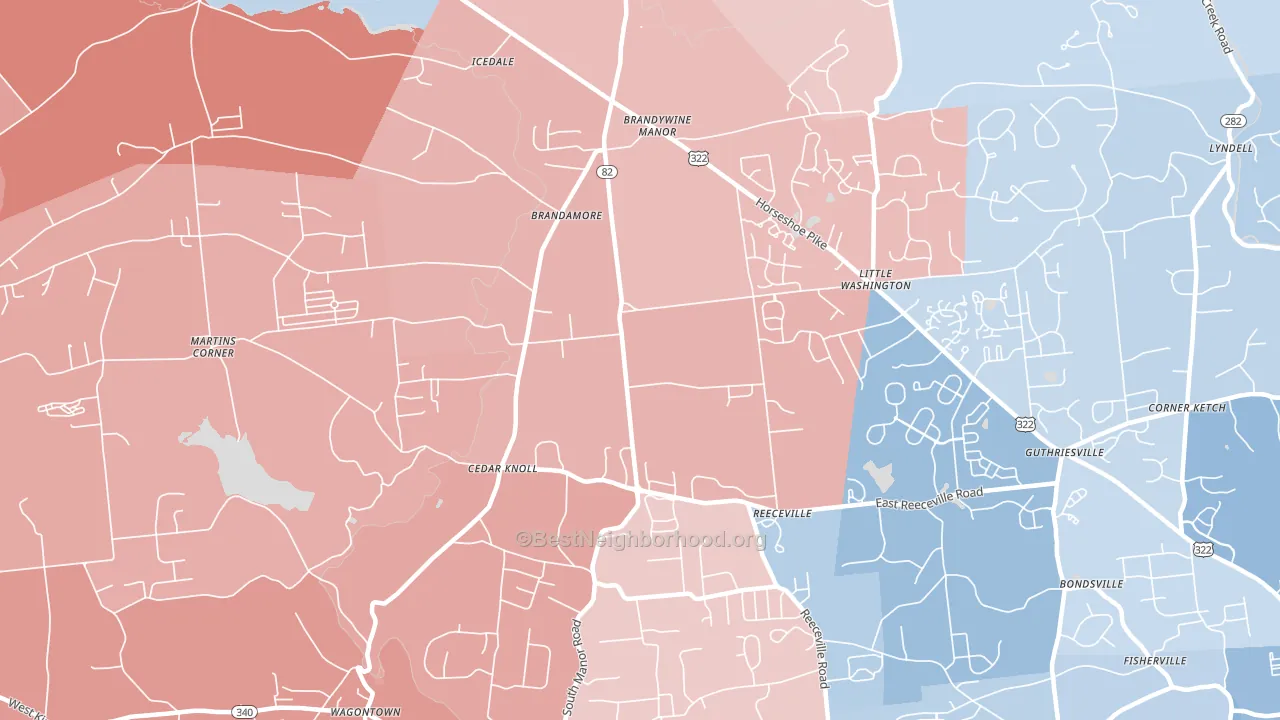 Brandamore, PA block-group political-lean map