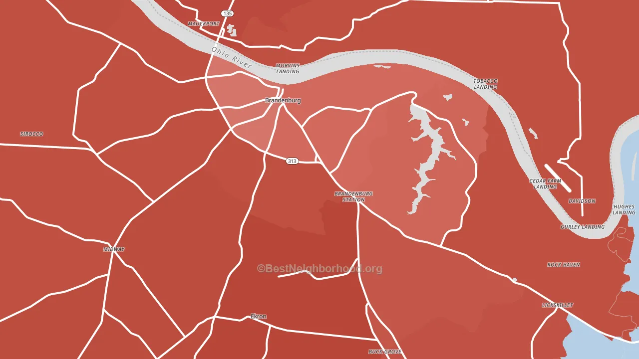 Brandenburg, KY block-group political-lean map
