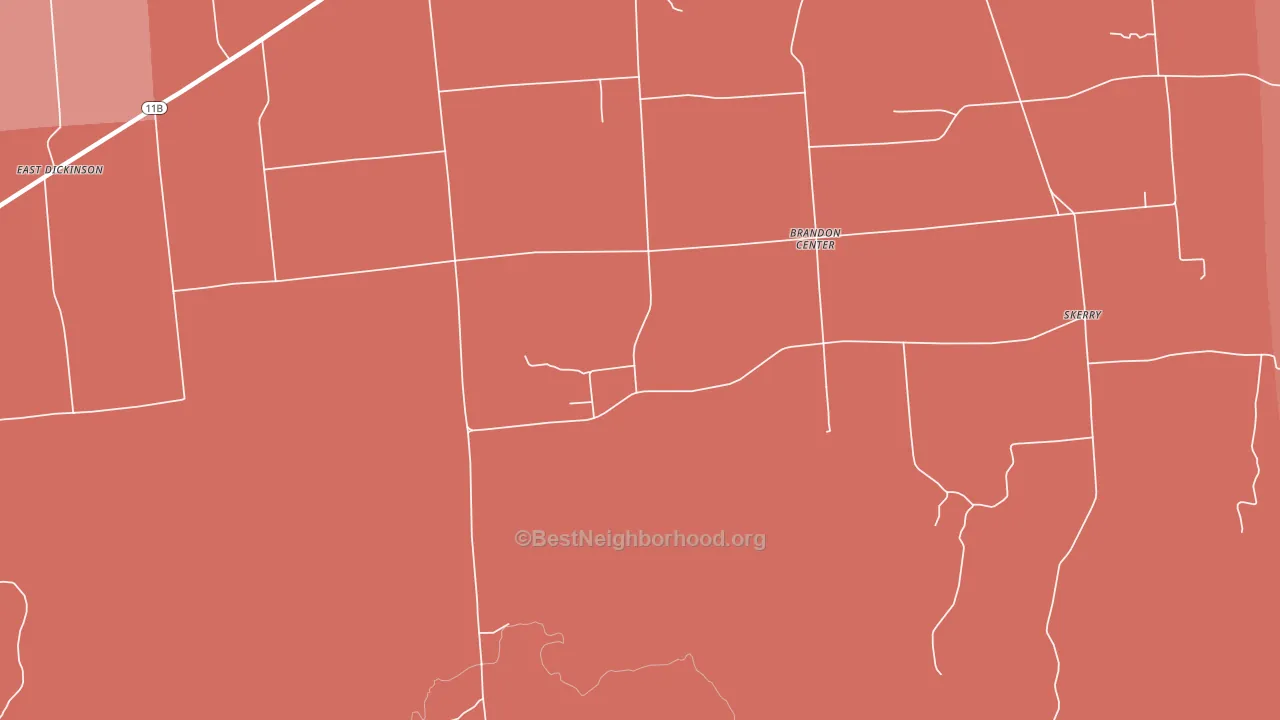 Brandon Center, NY block-group political-lean map