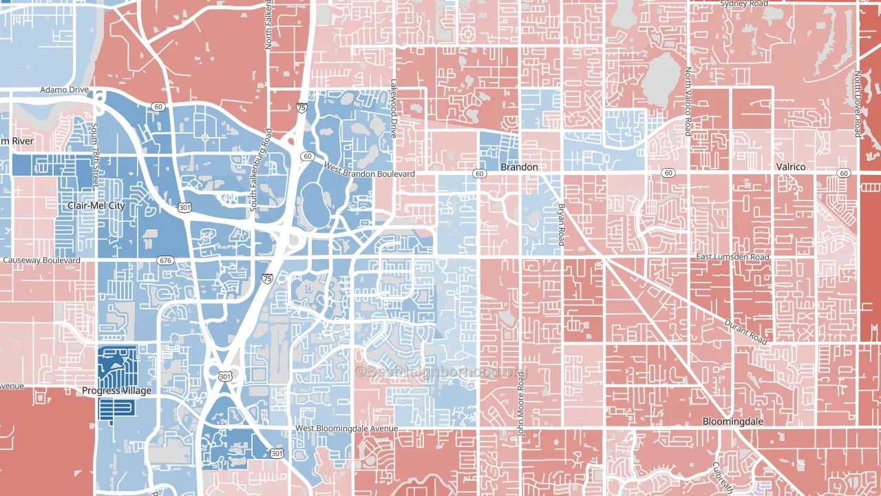 Brandon, FL block-group political-lean map