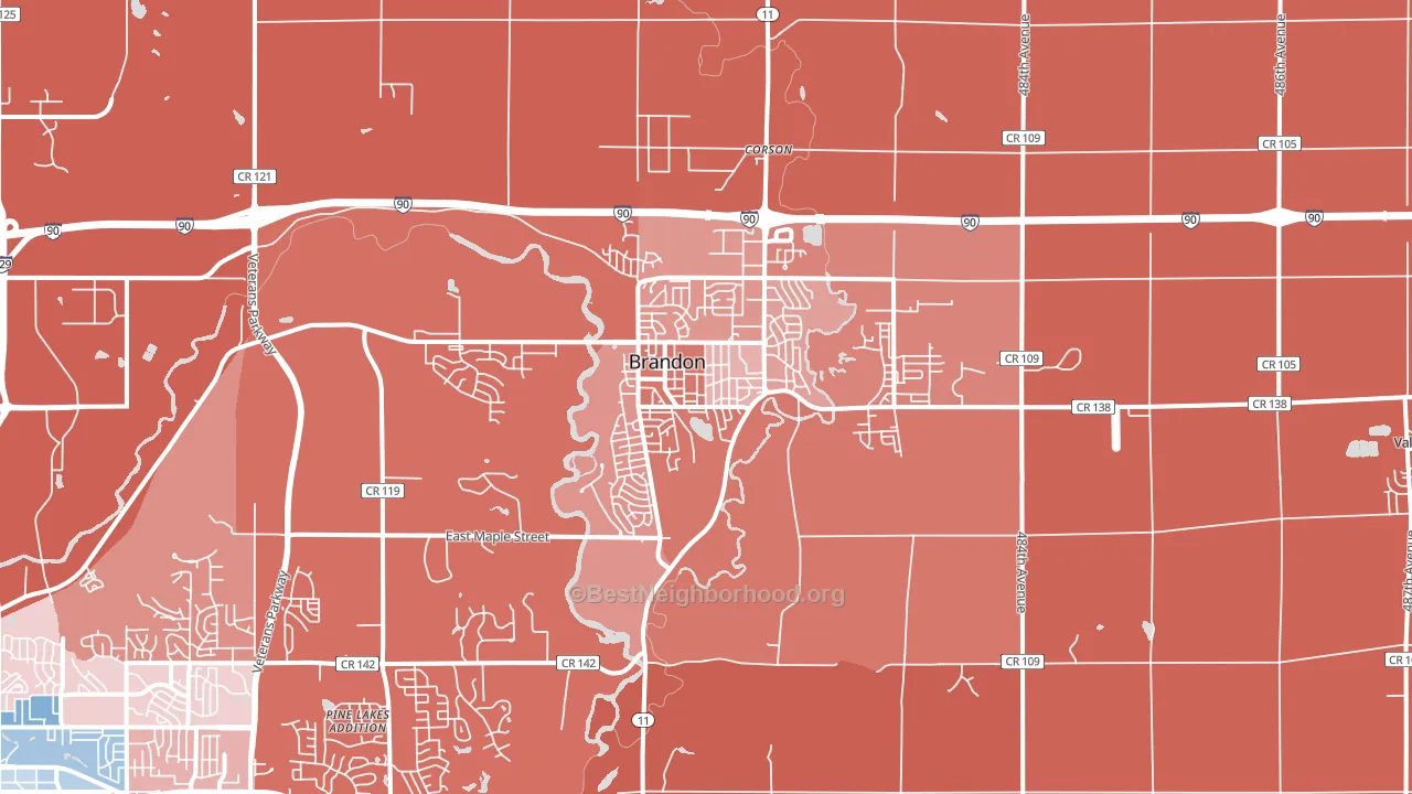Brandon, SD block-group political-lean map