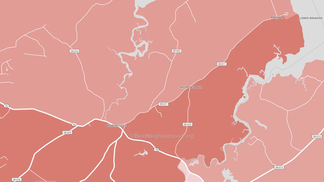 Brandon, VA block-group political-lean map