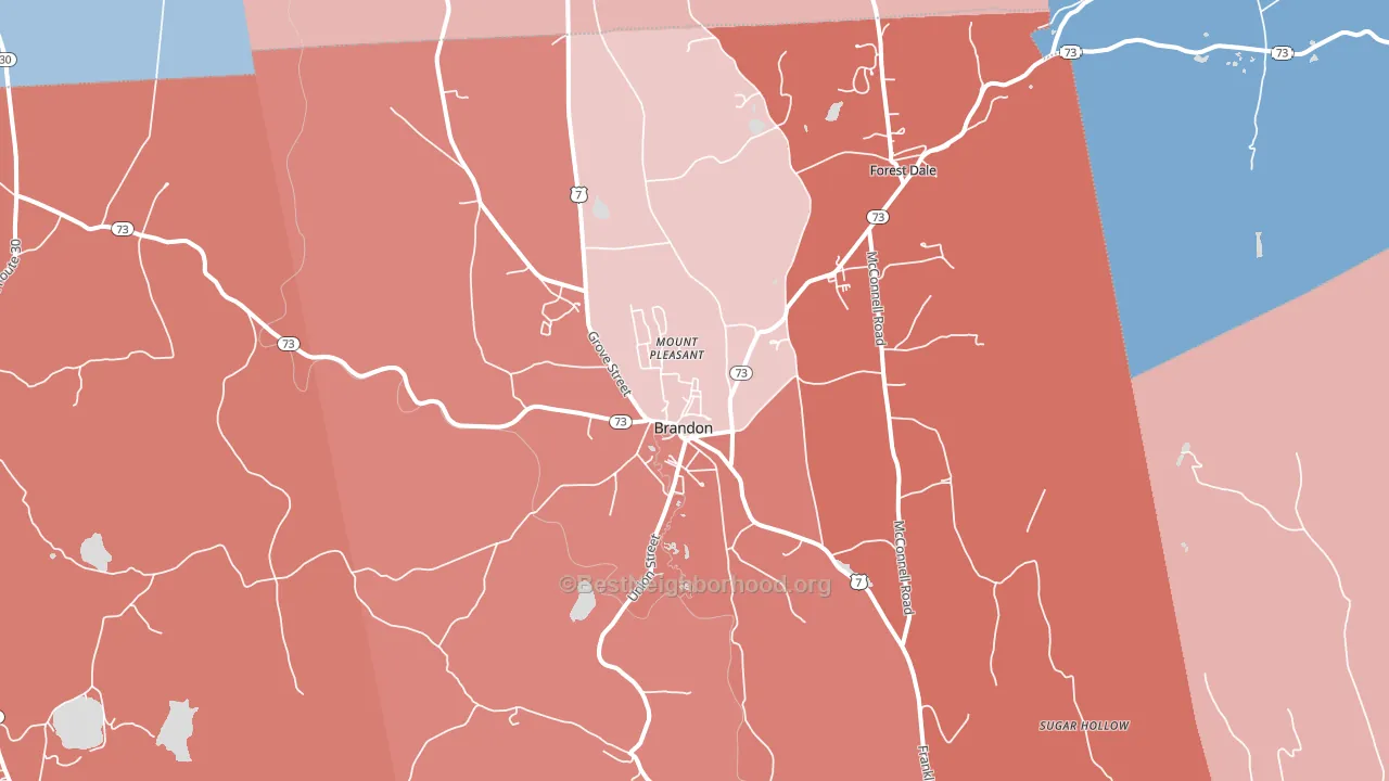 Brandon, VT block-group political-lean map