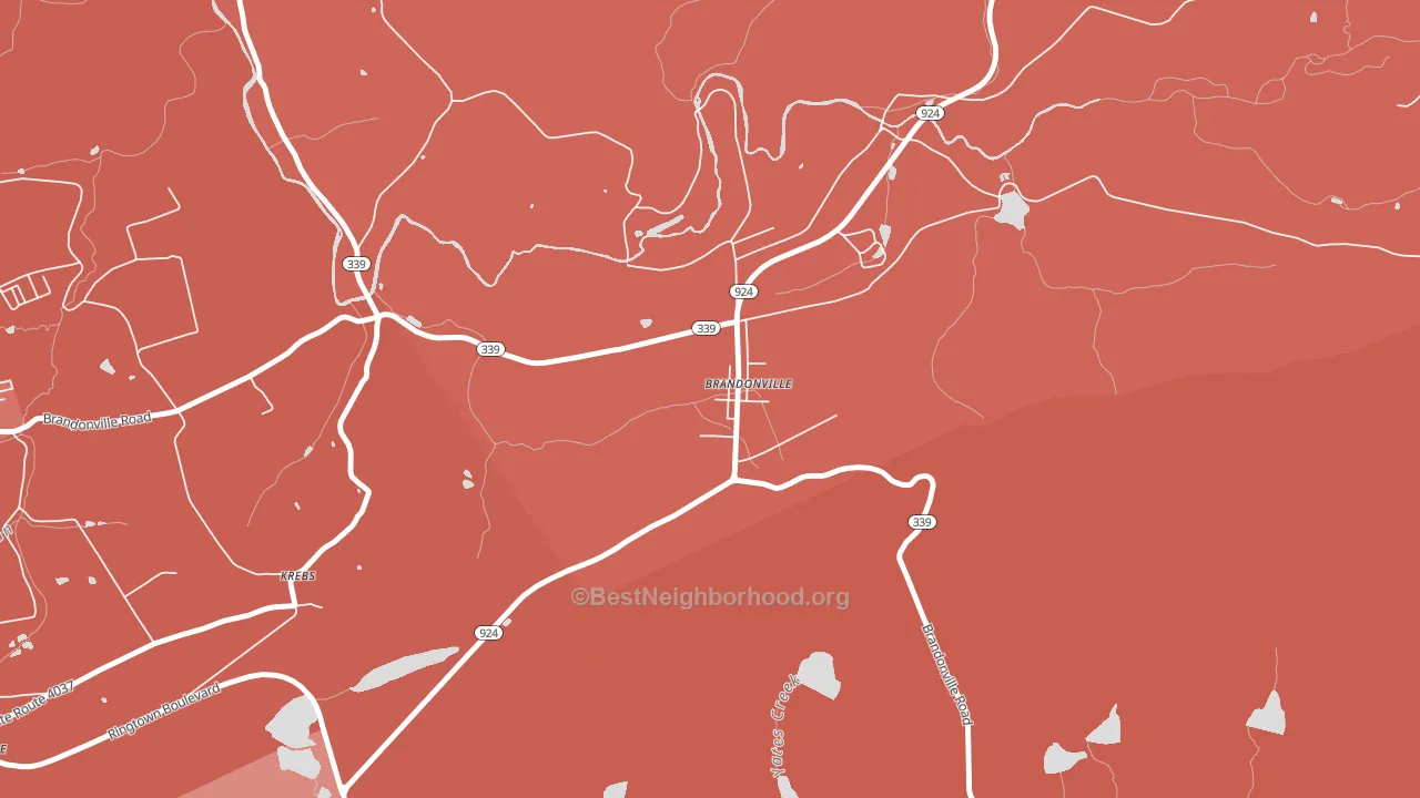Brandonville, PA block-group political-lean map
