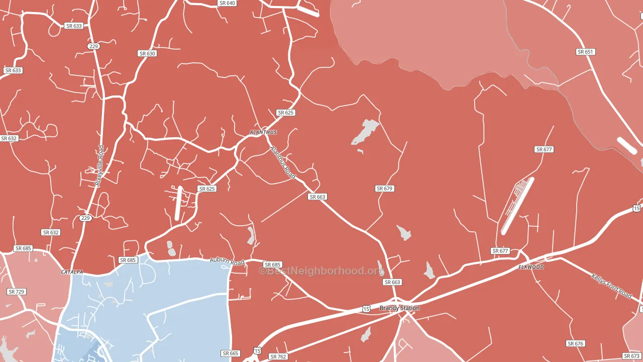Brandy Station, VA block-group political-lean map