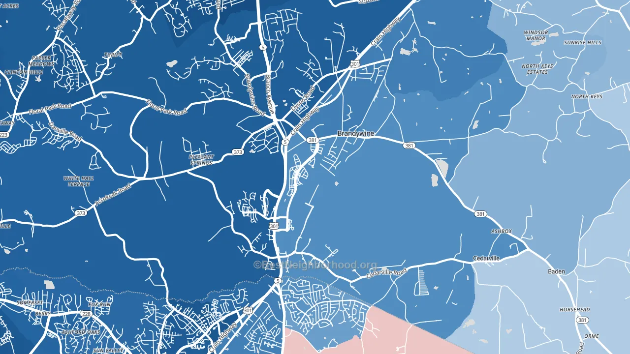 Brandywine, MD block-group political-lean map