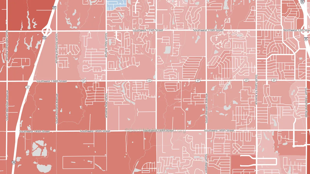 Brandywine, Oklahoma City, OK block-group political-lean map