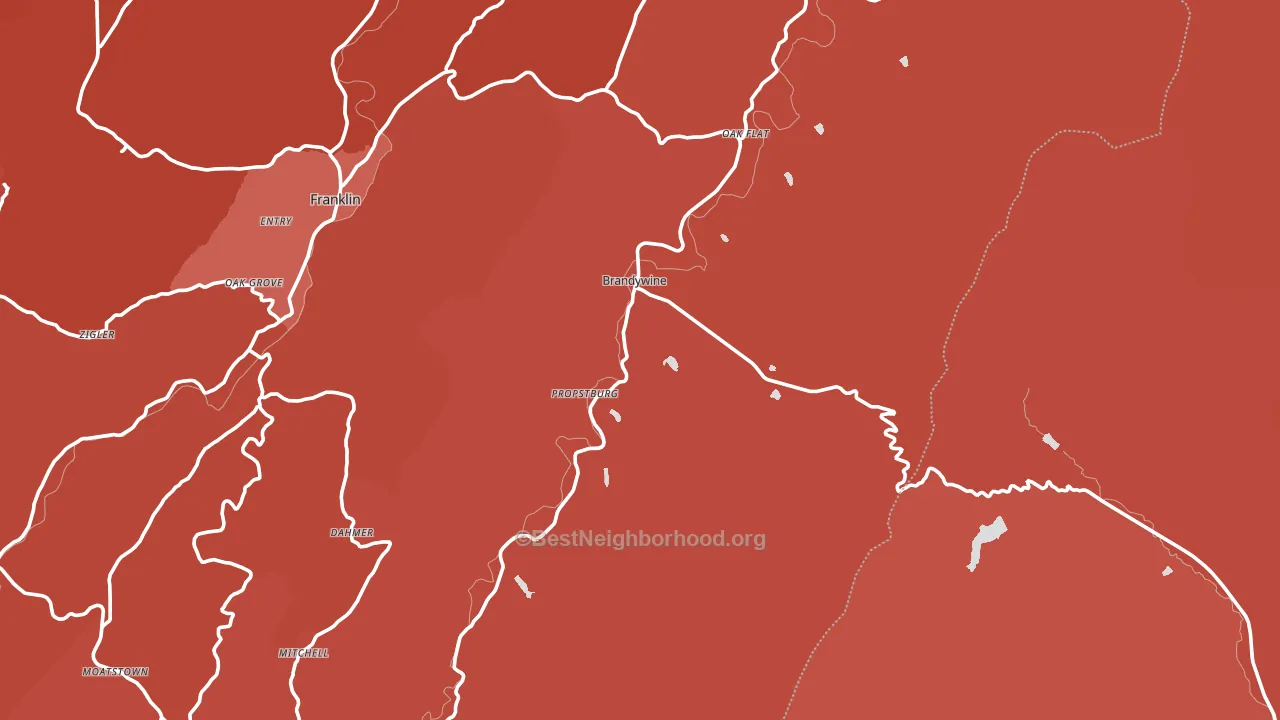 Brandywine, WV block-group political-lean map
