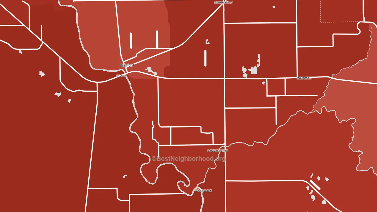 Branford, FL block-group political-lean map
