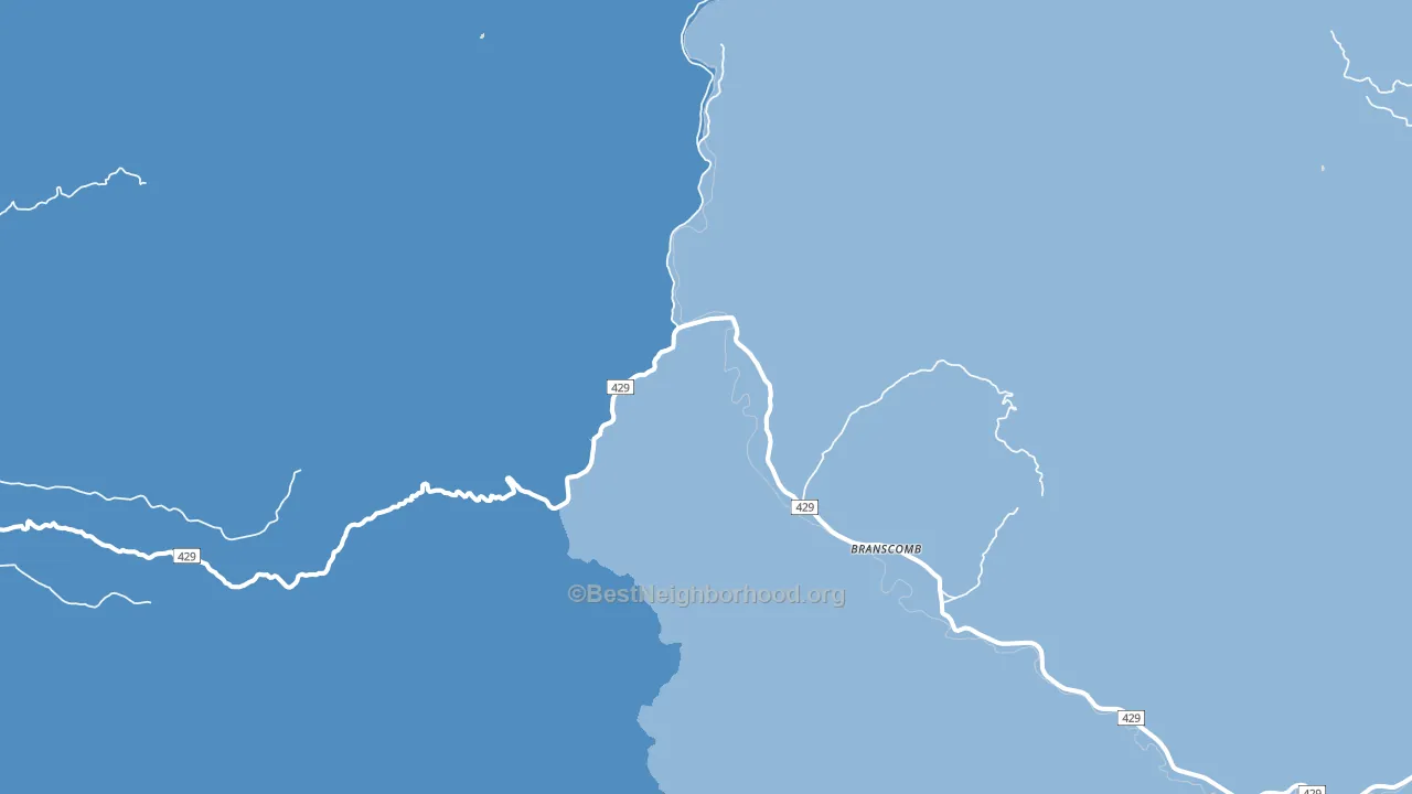 Branscomb, CA block-group political-lean map