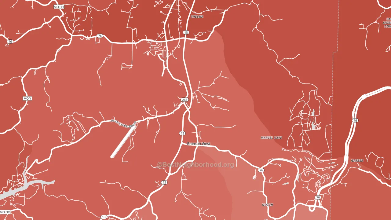 Branson West, MO block-group political-lean map