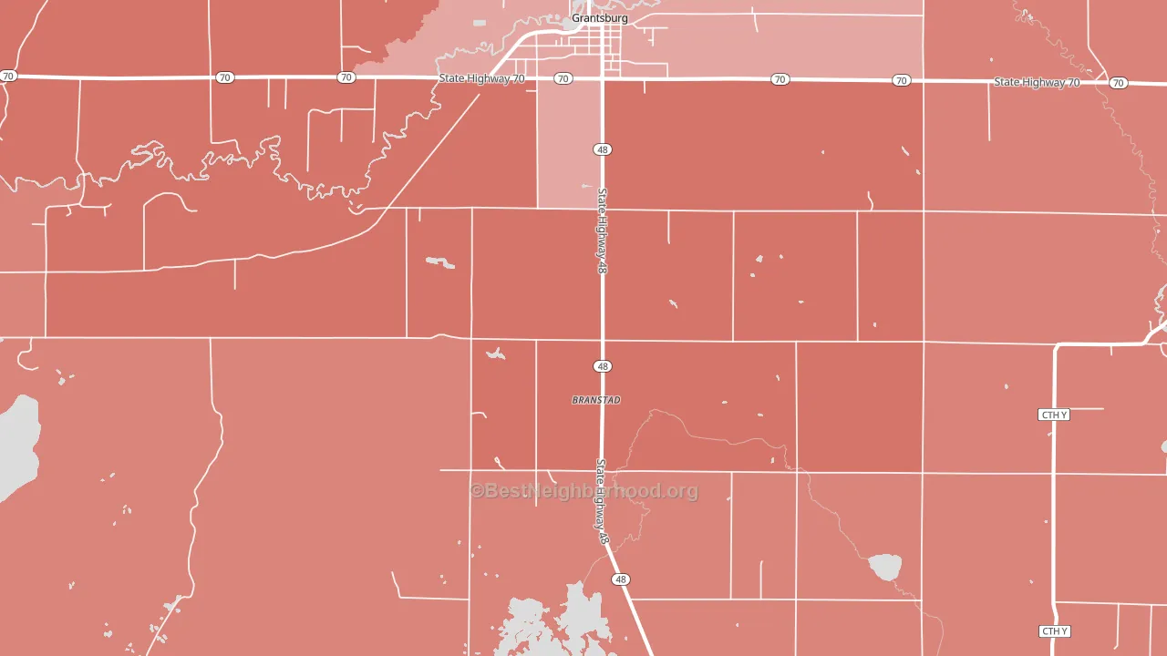 Branstad, WI block-group political-lean map