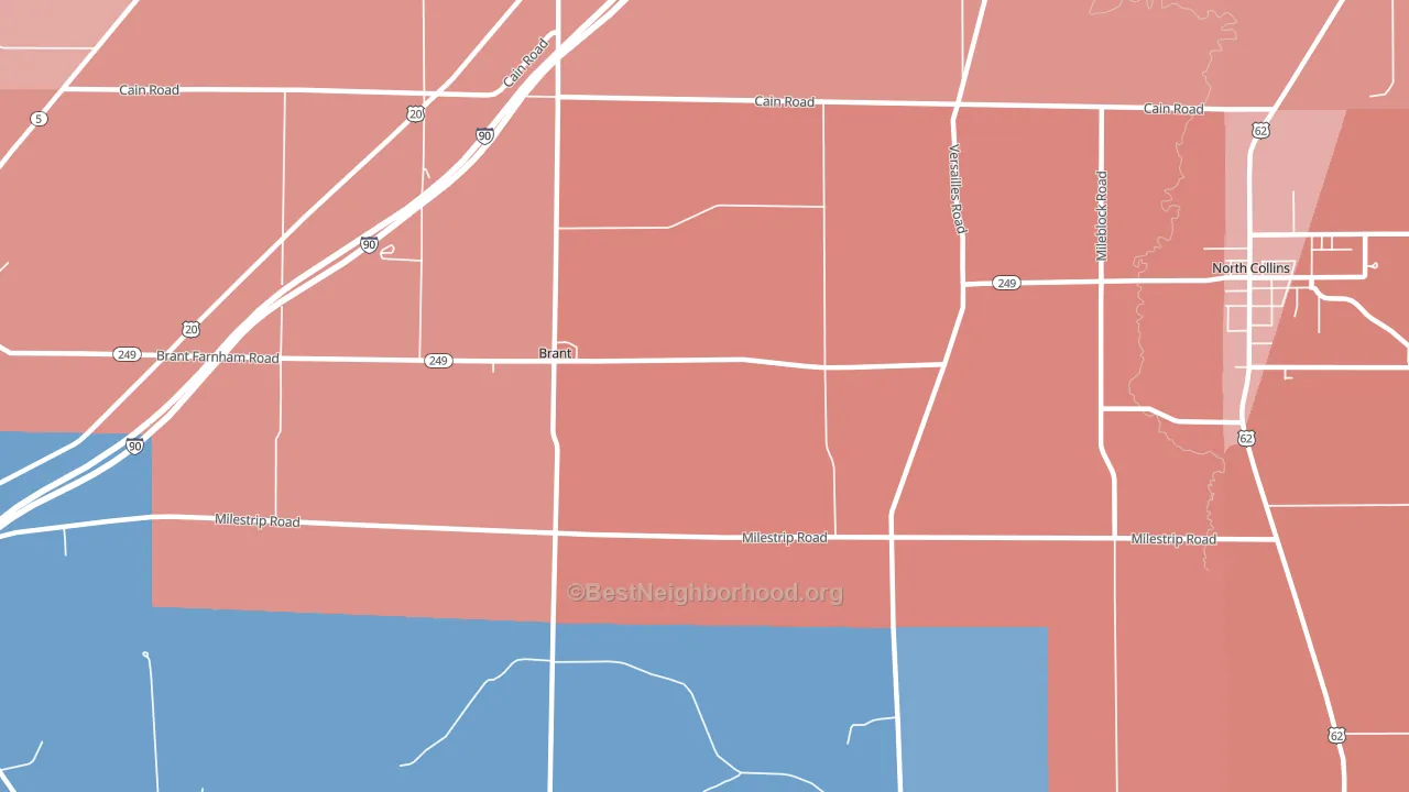 Brant, NY block-group political-lean map