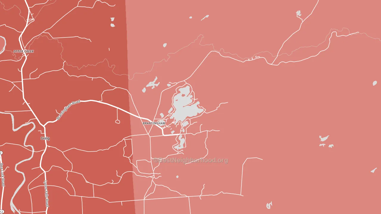 Brantingham, NY block-group political-lean map