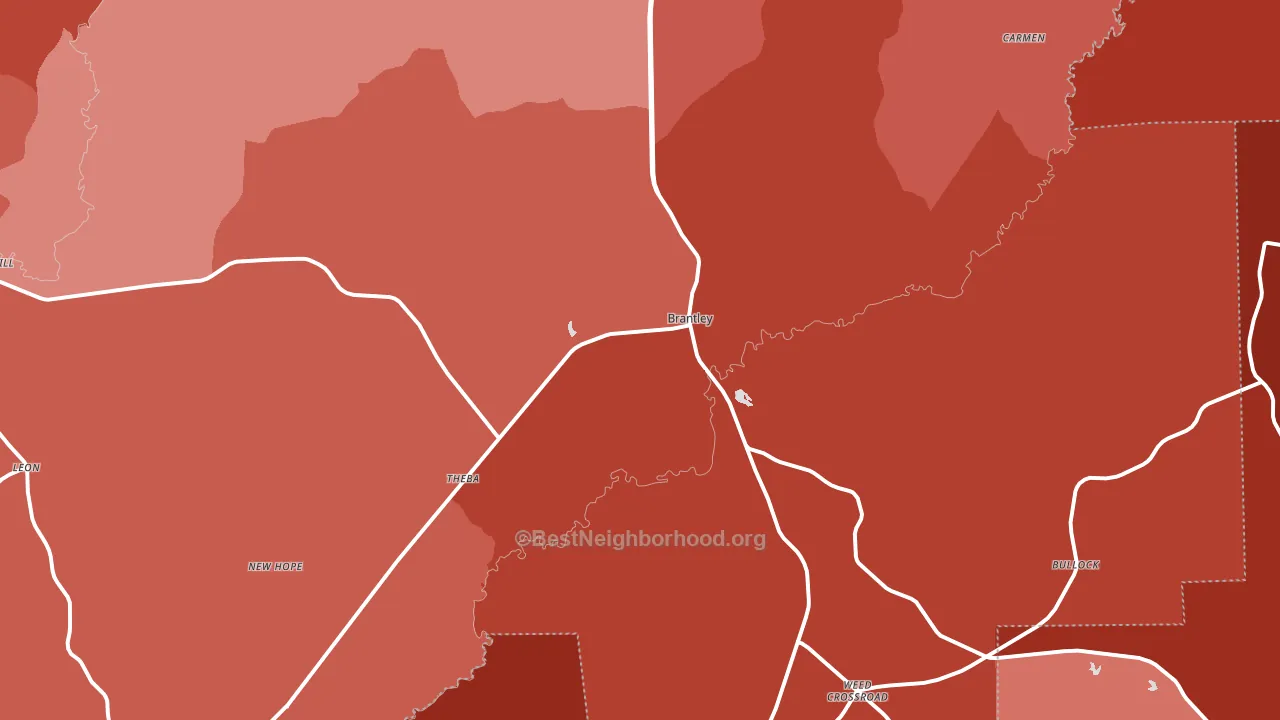 Brantley, AL block-group political-lean map