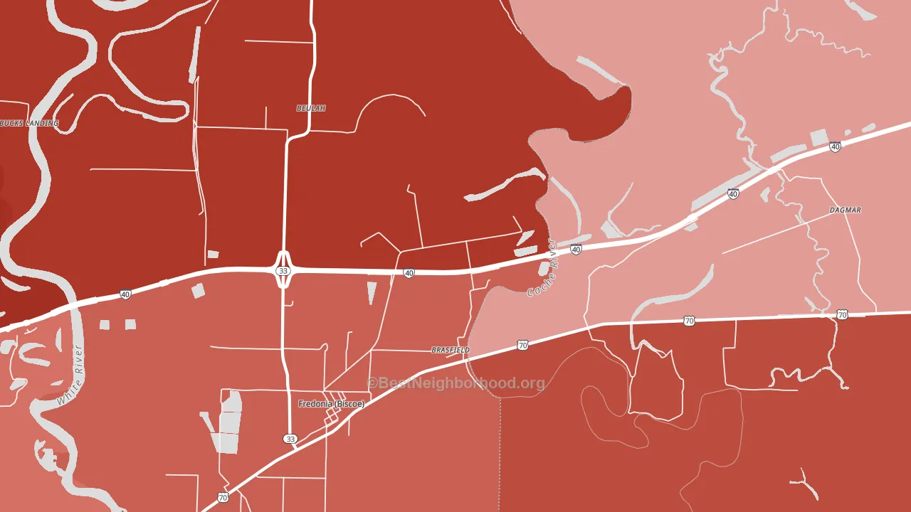 Brasfield, AR block-group political-lean map
