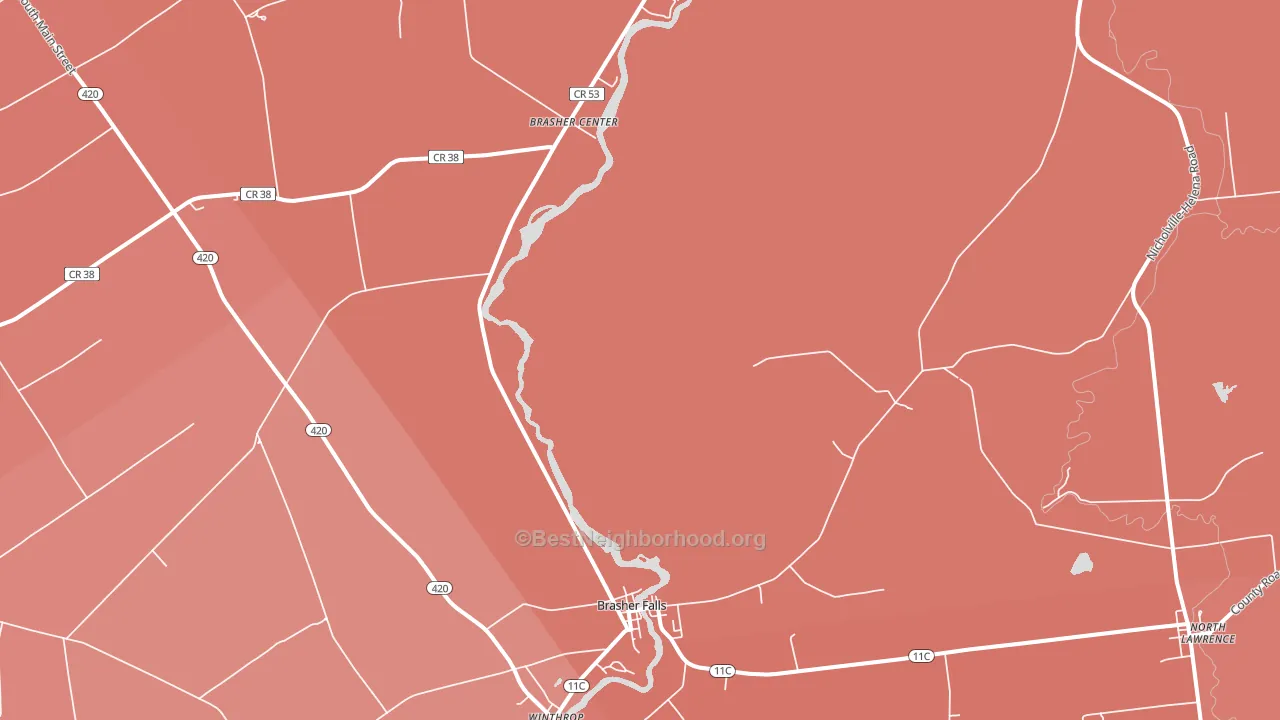 Brasher Falls, NY block-group political-lean map