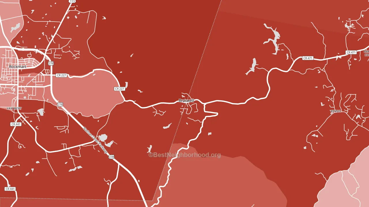 Braswell, GA block-group political-lean map