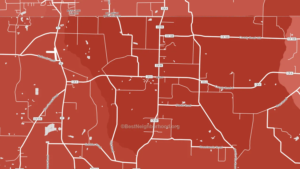 Bratt, FL block-group political-lean map