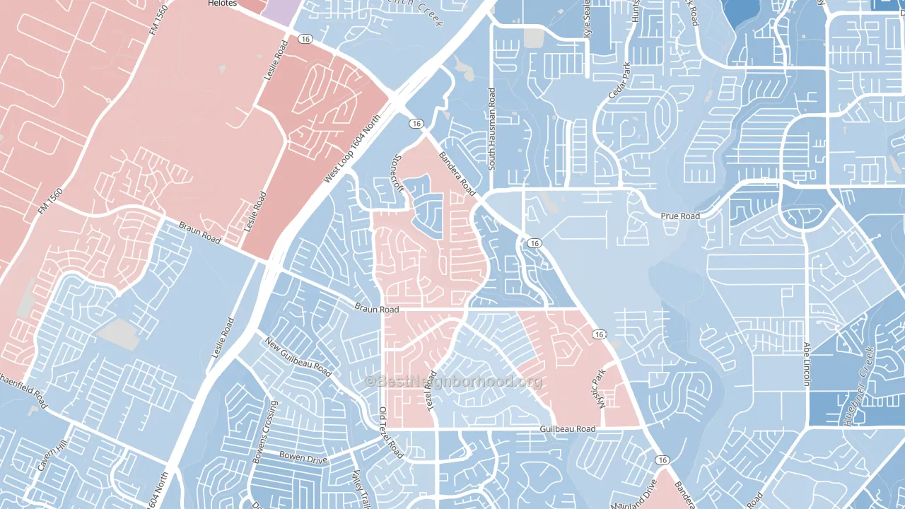 Braun's Farm, San Antonio, TX block-group political-lean map