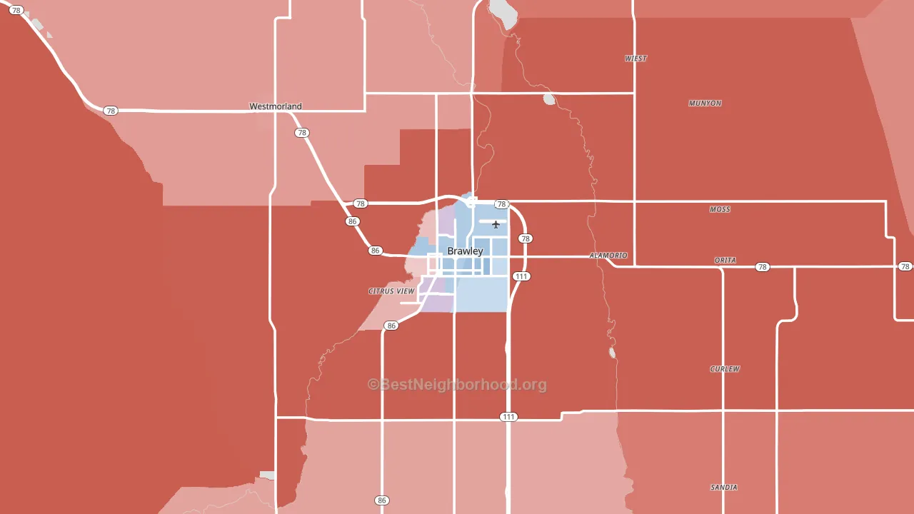 Brawley, CA block-group political-lean map