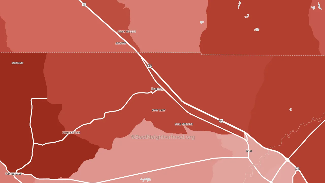 Braxton, MS block-group political-lean map