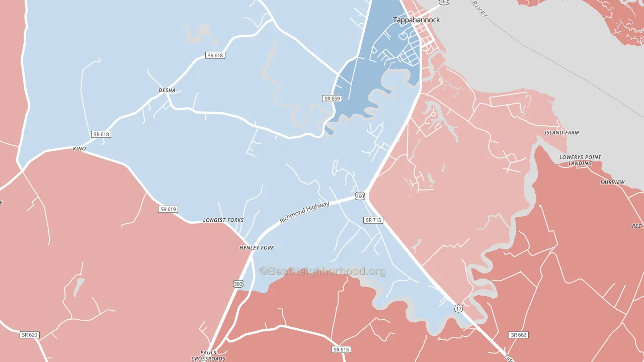 Brays, VA block-group political-lean map