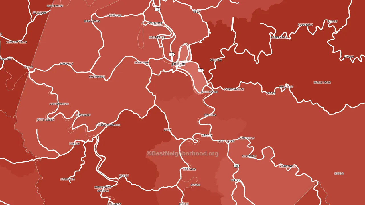 Breathitt County, KY block-group political-lean map