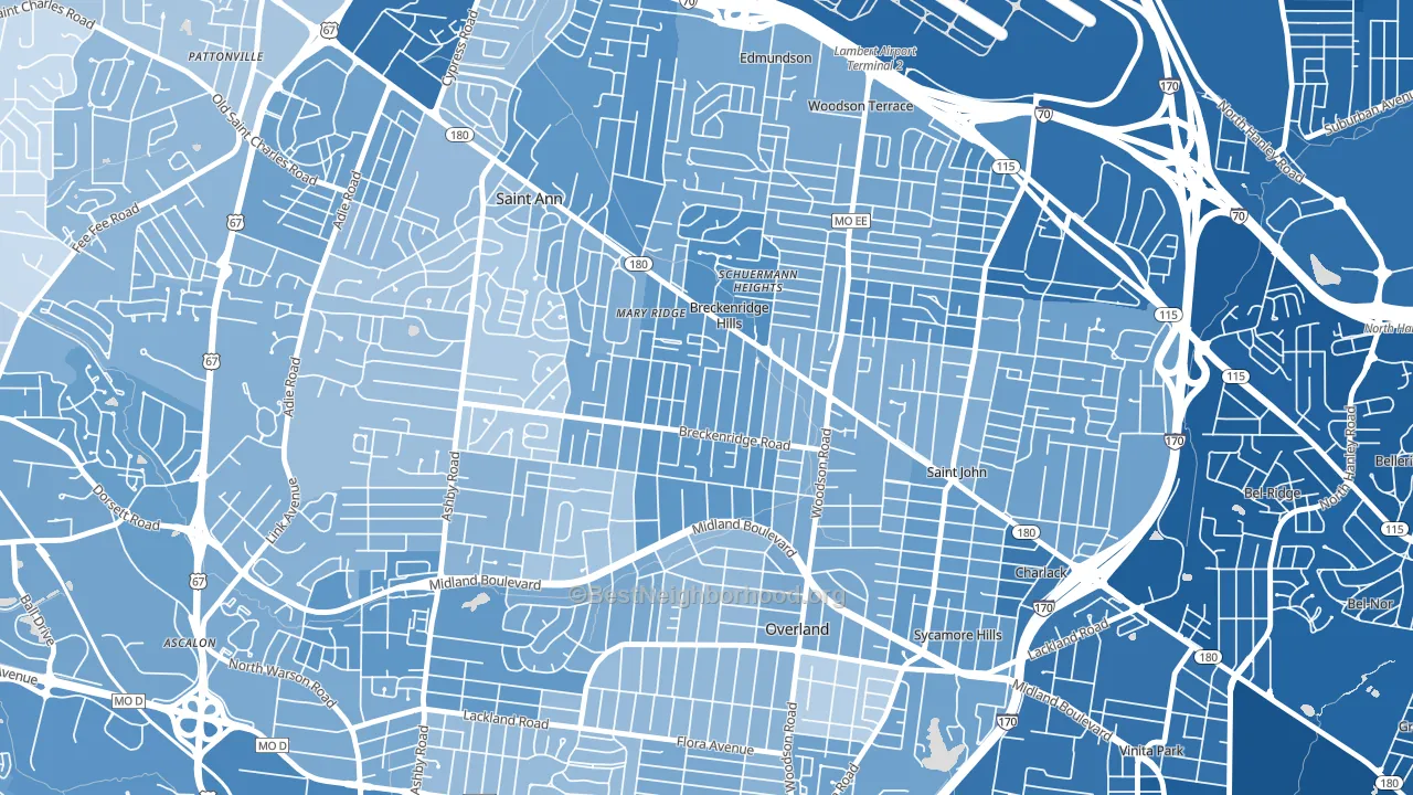 Breckenridge Hills, MO block-group political-lean map