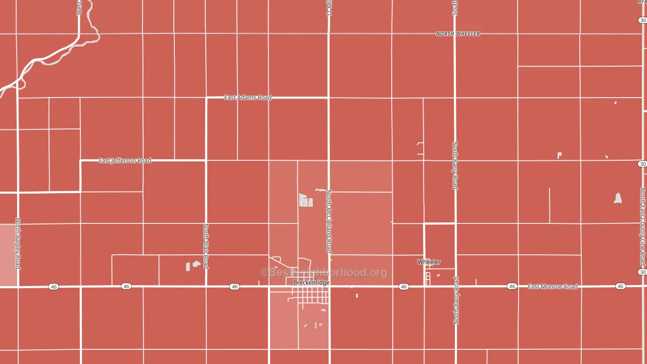 Breckenridge, MI block-group political-lean map