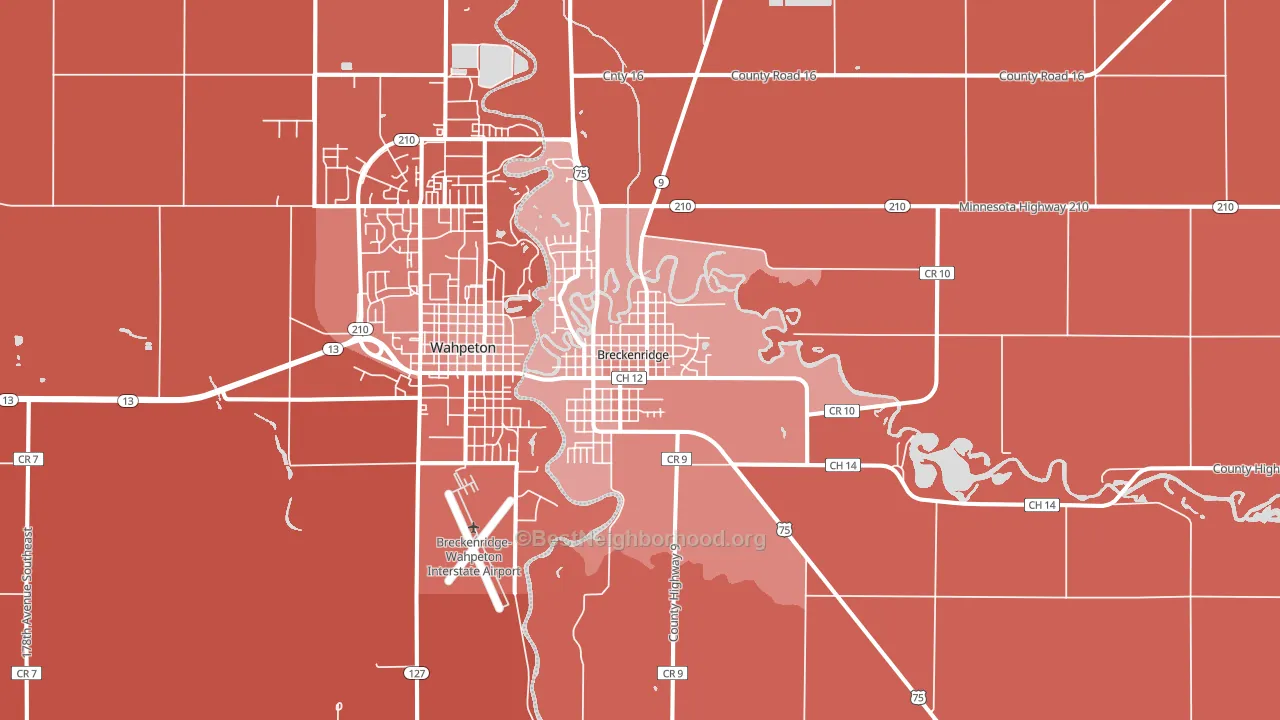 Breckenridge, MN block-group political-lean map