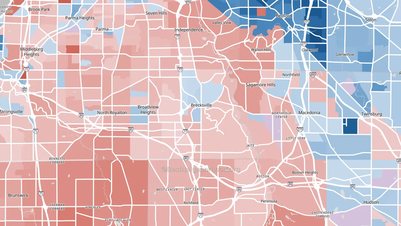 Brecksville, OH block-group political-lean map
