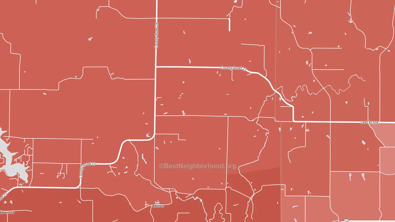Breeds, IL block-group political-lean map