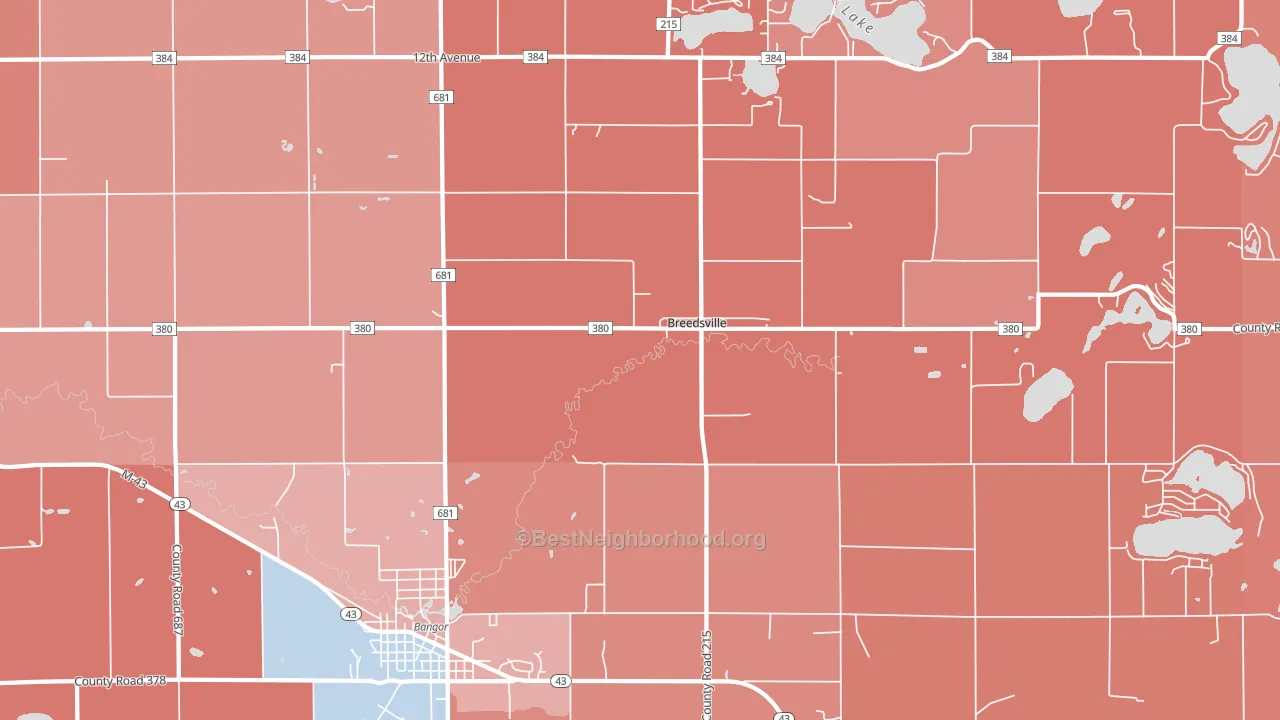 Breedsville, MI block-group political-lean map