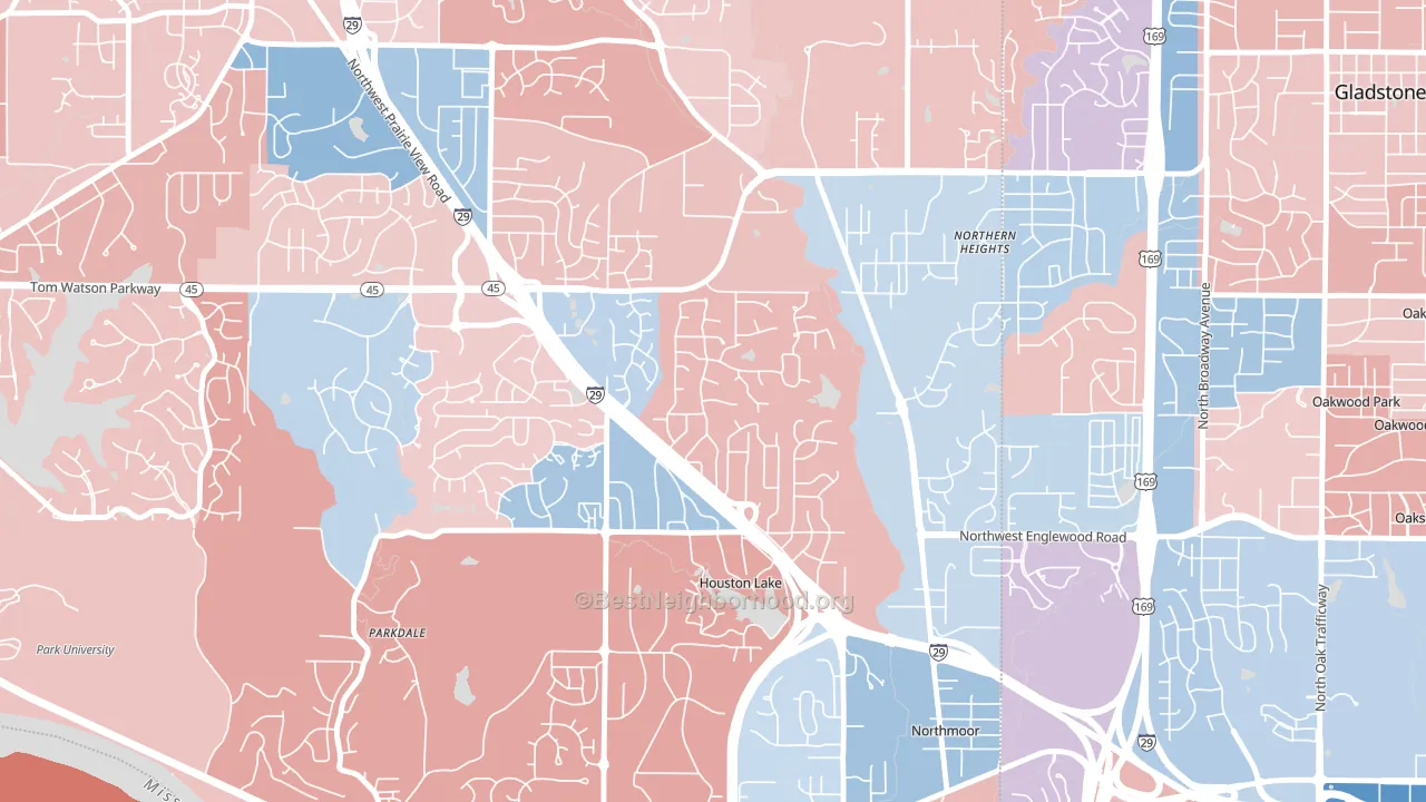 Breen Hills, Kansas City, MO block-group political-lean map